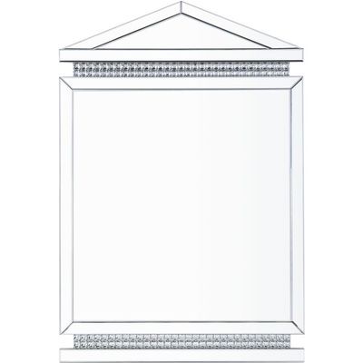 Acme Lotus Glass Wall Decor in Mirrored and Faux Ice Cube Crystals