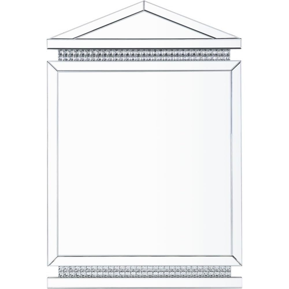 Acme Lotus Glass Wall Decor in Mirrored and Faux Ice Cube Crystals