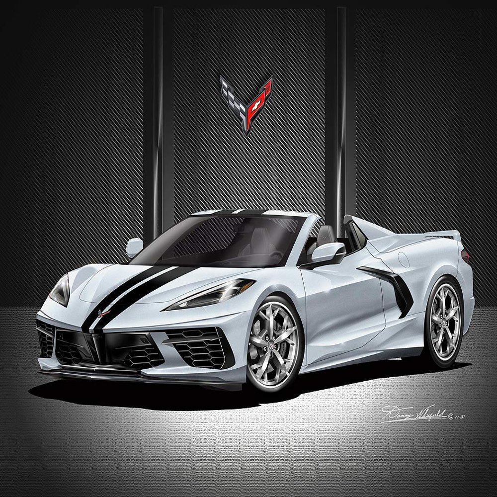 2020 C8 Corvette Convertible - Ceramic Matrix Gray with Bright Trident Wheels - Fine Art Print by Danny Whitfield - Size 20 x 24