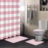 4 Pcs Shower Curtain Set Include Non-Slip Bath Rug Toilet Lid Cover Contour Mat Waterproof Bath Curtain Pink and White Stripes for Bathroom Decor view 2