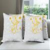 Ambesonne Daffodil Throw Pillow Cushion Case Pack of 4, Daffodils on Ornate Background Floral Repeating Swirling Curves Spring Pattern, Modern Accent Double-Sided Digital Printing, 18", Grey Yellow view 1