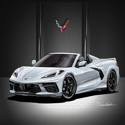 2020 C8 Corvette Convertible - Ceramic Matrix Gray with Black Trident Wheels - Fine Art Print by Danny Whitfield - Size 20 x 24