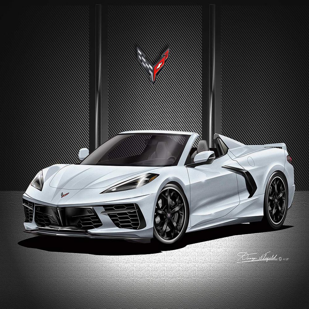 2020 C8 Corvette Convertible - Ceramic Matrix Gray with Black Trident Wheels - Fine Art Print by Danny Whitfield - Size 20 x 24