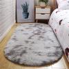 Icegrey Oval Soft Fluffy Shaggy Area Rug Non-Slip Plush Faux Fur Floor Carpets for Bedroom Living Room Home Decorative Kids Play Mats, Tie-dye Light Grey, 3.6ftx6ft view 1