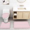 4 Pcs Shower Curtain Set Include Non-Slip Bath Rug Toilet Lid Cover Contour Mat Waterproof Bath Curtain Pink and White Stripes for Bathroom Decor view 4