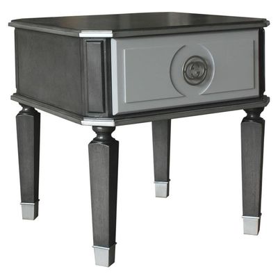 Acme House Beatrice Square Wooden End Table in Charcoal and Light Gray