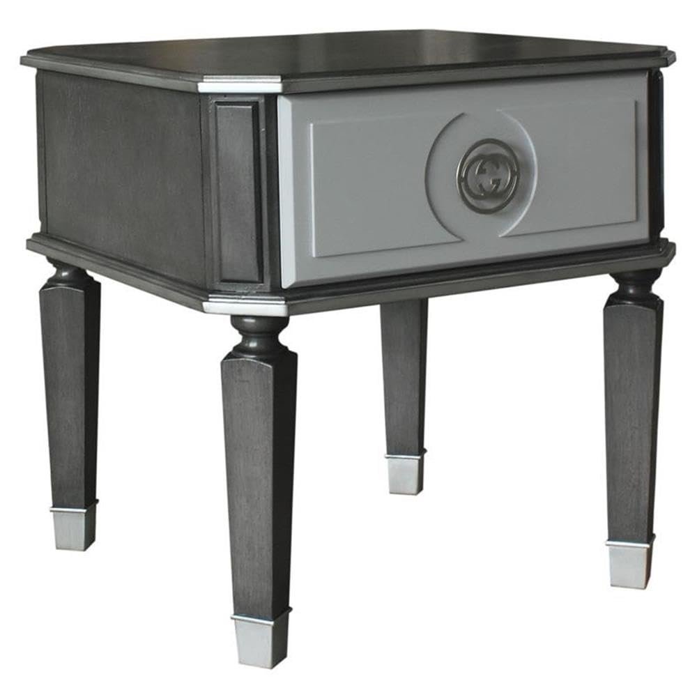 Acme House Beatrice Square Wooden End Table in Charcoal and Light Gray