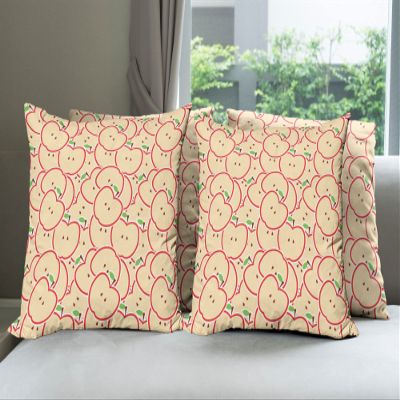 Ambesonne Fruits Throw Pillow Cushion Case Pack of 4, Healthy Refreshing Fruit from Orchard Abstract Cartoon Drawing Organic, Modern Accent Double-Sided Digital Printing, 18", Apple Green