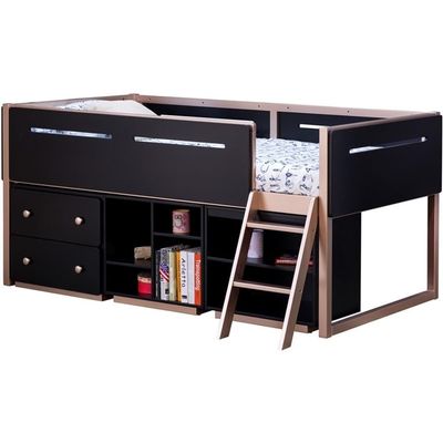 Acme Prescott Wooden Frame Bookshelf with 2 Compartments in Black and Rose Gold