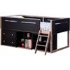 Acme Prescott Wooden Frame Bookshelf with 2 Compartments in Black and Rose Gold view 1