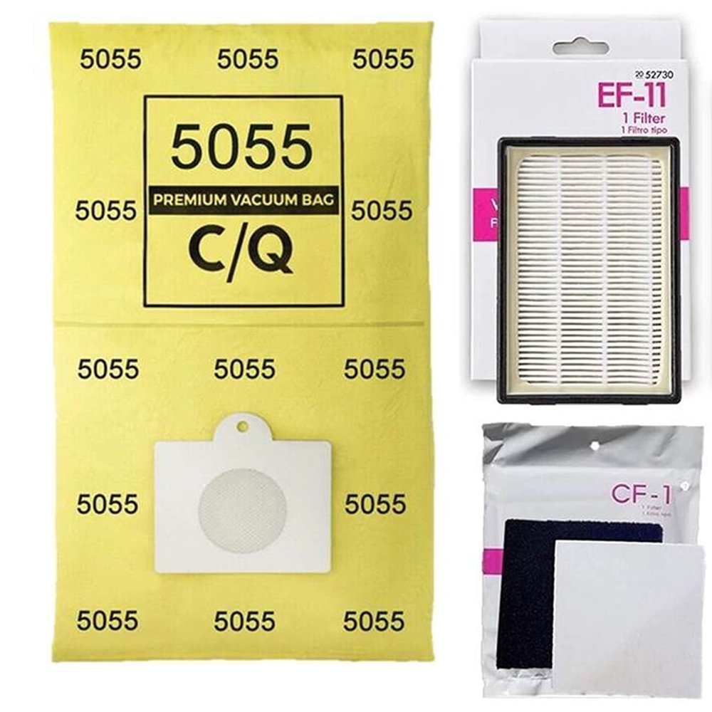 81614 - 81615 - BC4027 Bag and Filter Kit. 12 5055 Bags + 1 EF-11 + 1 CF 1. Compatible with Kenmore 600 Series Bagged Canister Vacuum w/ Pet PowerMate. Replaces Part #'s C/Q, 50557, 50558, 50104, 52370, 81002