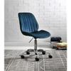 Acme Muata Tufted Velvet Armless Office Chair in Twilight Blue and Chrome view 2