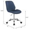 Acme Muata Tufted Velvet Armless Office Chair in Twilight Blue and Chrome view 3