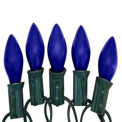 Holiday Pride Blue C7 Christmas Tree Lights - 25 Count - Blue Christmas Lights with Green Wire - 25 Ft - UL Listed - Outdoor and Indoor Use - Connectable
