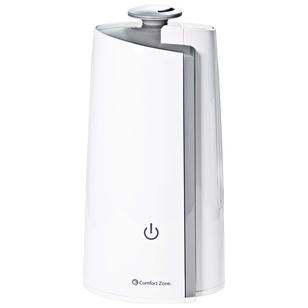 Comfort Zone CZHD50 0.3-Gallon/1.3 Liter Ultrasonic Mini Tower Humidifier, Top-Fill with Digital Controls, White