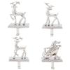 BIRDROCK HOME Reindeer & Santa Claus Stocking Holder Set for Mantle - Set of 4 - Christmas Decorations - Holiday Mantle Fireplace Topper - Decorative Metal Hanger for Stockings - Home Dcor Stand view 1