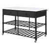 Acme Emery Artificial Stone Top 2-Drawer Kitchen Island in White and Gray view 1