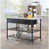 Acme Emery Artificial Stone Top 2-Drawer Kitchen Island in White and Gray view 2