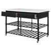 Acme Emery Artificial Stone Top 2-Drawer Kitchen Island in White and Gray view 4