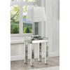 Acme Noralie Square Glass End Table with Square Acrylic Legs in Mirrored view 2
