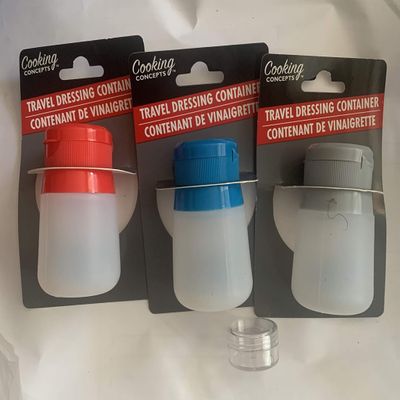 KGUH Silicone 2 oz Travel Containers 3ct Red Gray Blue Dressing Condiments Skincare Liquids Bean Vanilla Bundle with 5gram clear plastic container