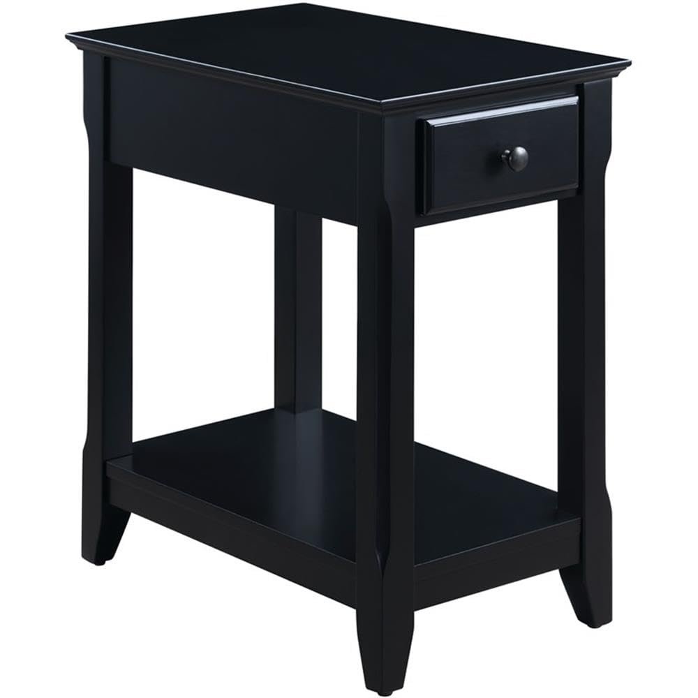 Acme Bertie Wooden Accent Table with Storage Drawer and 1 Tier Shelf in Black