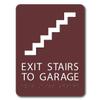The Sign Studio - 6" x 9" - Bordeaux/White - ADA - Exit Stairs to Garage with Pictorial Sign with Tactile & Braille view 1