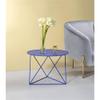 Acme Epidia Metal Accent Table with Round Top and Geometric Base in Blue view 2