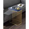 Acme Aviena Accent Table with Metal Frame and Wooden Top in Blue and Gold view 2