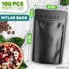100Pcs Black Mylar Bags for Food Storage - Smell Proof Bag Small Ziplock Bag Organizer Kitchen Storage Small Jewelry Bags - 6x4 Heat Seal Bags Mylar Food Storage Bags Resealable Bags Candy Bags view 2