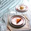 7/8" Grey Cake Pan, Marble Texture Ceramic Fruit Tasting Tray Transparent Glass Dustproof Preservation Cover Cake Bread Salad Dome (Color : Gray, Size : 18.618.611.6CM) view 3
