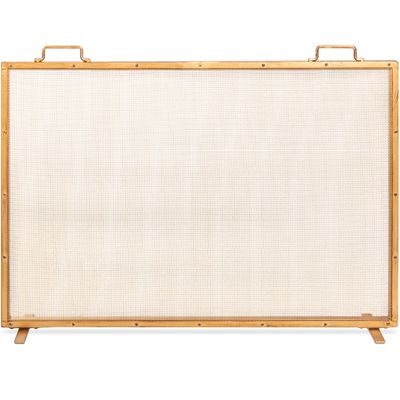 Best Choice Products 38x27in Single Panel Fireplace Screen Handcrafted Steel Mesh Spark Guard for Living Room, Bedroom Dcor w/Handles - Antique Gold