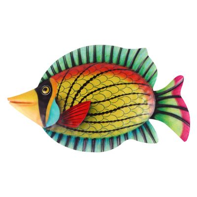 Yardwe Fantastic Fish Wall Art Decor for Coastal Ocean Themed Spaces for Indoor and Outdoor Use Gardens Patios and Living Rooms Vibrant Yellow Iron Fish Sculpture