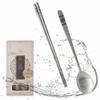 BALWOO [1 Set] [Made in Korea] Korean Sticky Rice Spoon Chopsticks Set Gold Titanium Plating 304 Stainless Steel Tableware Cutlery Set Mukbang Chopsticks (Korean Palace Pattern, 1 Set) view 1