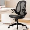 Mid Back Mesh Office Chair Ergonomic Swivel Computer Lumbar Support Chair with Flip Up Arms for Bedroom Study Room - Black view 2