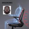 Mid Back Mesh Office Chair Ergonomic Swivel Computer Lumbar Support Chair with Flip Up Arms for Bedroom Study Room - Black view 3