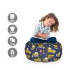 Ambesonne Cars Storage Toy Bag Chair, Construction Lorry Bulldozer Excavator Machinery Autos Traffic Signs, Stuffed Animal Organizer Washable Bag, Small Size, Blue Yellow view 2