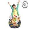 Ambesonne Cars Storage Toy Bag Chair, Construction Lorry Bulldozer Excavator Machinery Autos Traffic Signs, Stuffed Animal Organizer Washable Bag, Small Size, Blue Yellow view 3