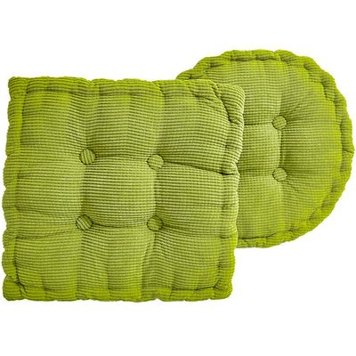 XSlive Corduroy Square Chair Pad Solid Color Corn Textured Soft Thicken Seat Cushion for Home Kitchen Office (Green,16" x 16")