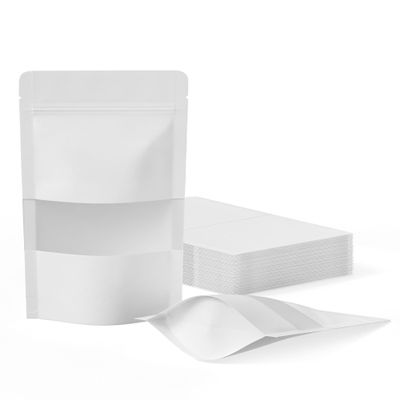 FireKylin 100 Pcs Resealable Bags, Paper Stand Up Pouches Bags with Matte Window for Small Businness, Zipper & Heat Sealable Treat Bags for Packaging(Inner Size 3.3" x 3.5"; Outer Size 3.9" x 5.9")