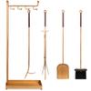 Best Choice Products 5-Piece Modern Contemporary Fireplace Tool Set for Indoor Fireplace Dcor, Outdoor Fire Pit w/Poker, Tongs, Dust Pan Shovel, Brush, Ergonomic Handles - Antique Gold view 1