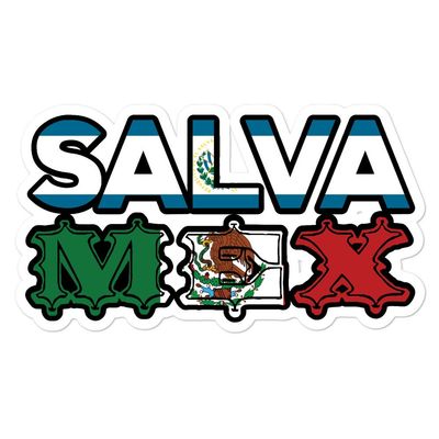 Shirtsurf Salvadorian Mexican Sticker Salva-Mex El Salvador Mexico Mujer Woman Pupusas Mexicana Salvadorena Decal Latino America Hispanic