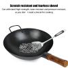AIZYR Traditional Wok Pan/Stir Fry Pan, No Coating Iron Pot with Wooden Handle and Wooden Lid for Gas Stoves,A,32CM view 3