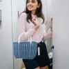 Basket Woven Tote Bag with Handle Large Capacity Shopping Tote Reusable Grocery Shopping Bag for Home, Travel and Shopping view 2