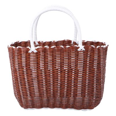 Cabilock Woven Storage Basket with Handles 13.77X9.44X5.51 Inch Lightweight Portable Grocery Shopping Basket and Bathroom Toiletries Organizer