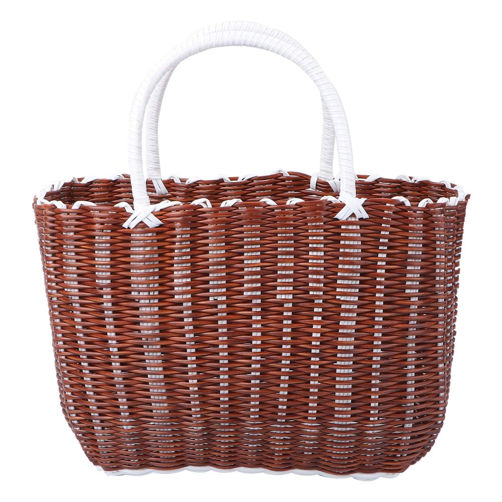 Cabilock Woven Storage Basket with Handles 13.77X9.44X5.51 Inch Lightweight Portable Grocery Shopping Basket and Bathroom Toiletries Organizer