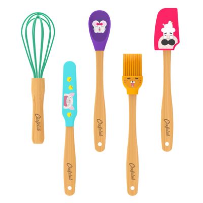 CHEFCLUB KIDS Children's Kitchen Utensils, Silicone, Multicoloured, Small