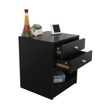 Basic Houseware Bedside Table End Table with 2 Drawers Industrial Nightstand Sofa Side/Coffee Table for Living Room
