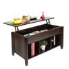 AICKSN Minimalist Wooden Lift Top Coffee Table W/Hidden Compartment and Storage Shelves Pop-Up Storage Cocktail Table (Brown) view 1