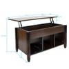 AICKSN Minimalist Wooden Lift Top Coffee Table W/Hidden Compartment and Storage Shelves Pop-Up Storage Cocktail Table (Brown) view 3
